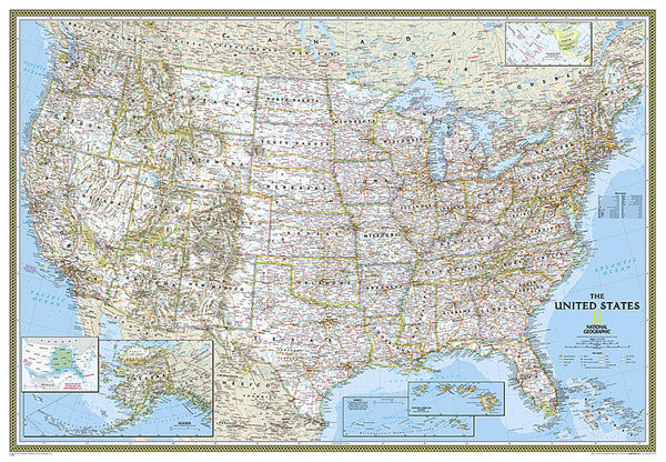 United States Classic Enlarged Wall Map - Laminated (70" x 48") National Geographic Maps