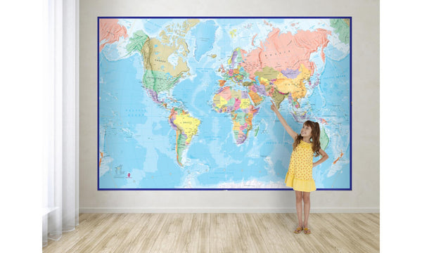 World Map with Blue Ocean - Mural Maps International Ltd.
