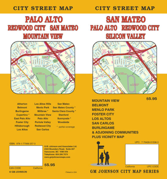 San Mateo : Palo Alto : Redwood City : Silicon Valley : city street map = Palo Alto : Redwood City : San Mateo : Mountain View : city street map GM Johnson