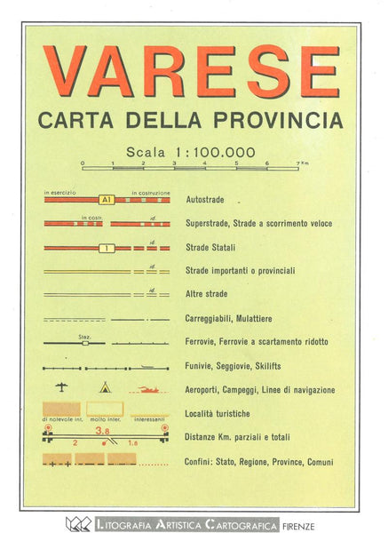 Varese : carta della provincia : scala 1:100.000 Litografia Artistica Cartografica