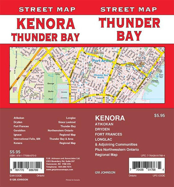 Thunder Bay / Kenora / Fort Frances / Dryden, Ontario Street Map GM Johnson
