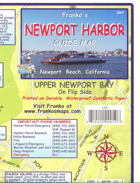 California Map, Newport Harbor/Upper Newport Bay Guide 2007 Frankos Maps Ltd.