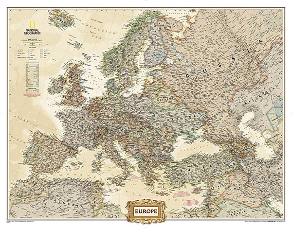 Europe executive mural map National Geographic Maps