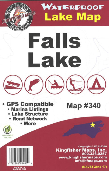 Falls Lake, NC Fishing Map Kingfisher Maps, Inc.
