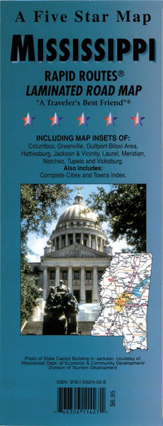 Mississippi : Rapid Routes : laminated road map Five Star Maps Inc