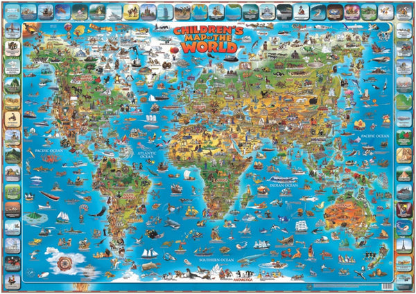 Dino's Illustrated Children's Map of the World, 38" x 54" Dino's Illustrated World