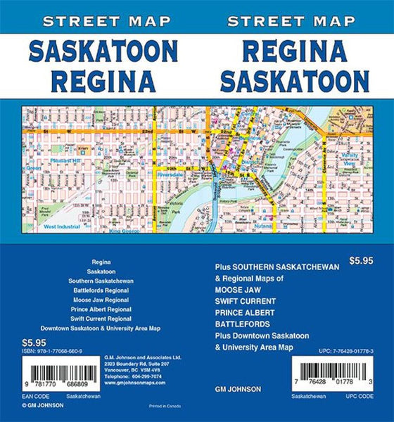 Regina / Saskatoon, Saskatchewan Street Map GM Johnson