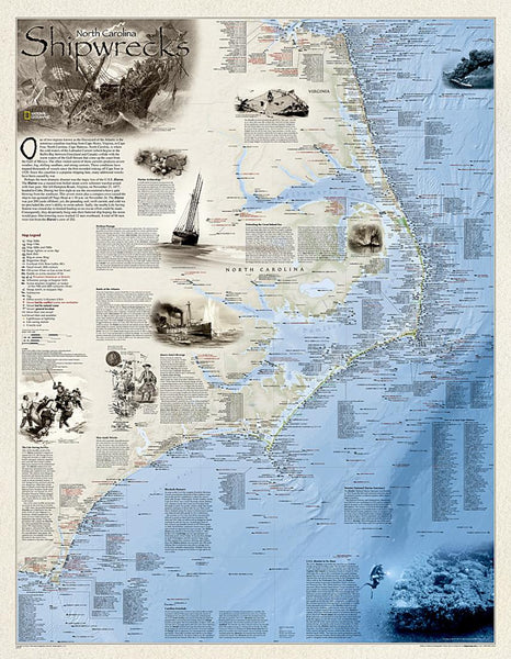 Shipwrecks of the outer banks : laminated wall map National Geographic Maps