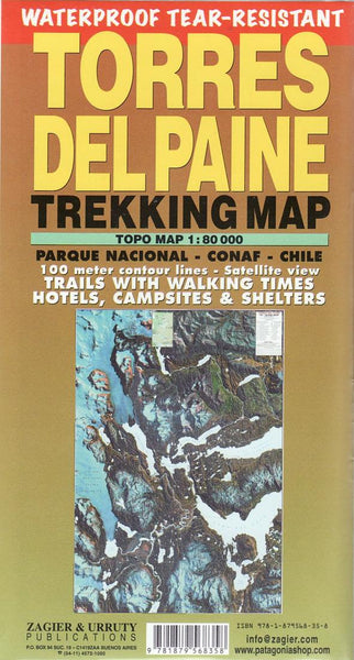 Torres del Paine : trekking map : Parque Nacional-Conaf-Chile Zagier & Urruty