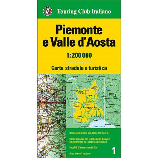 Piedmont and Valle d'Aosta, Italy Map Touring Club Italiano