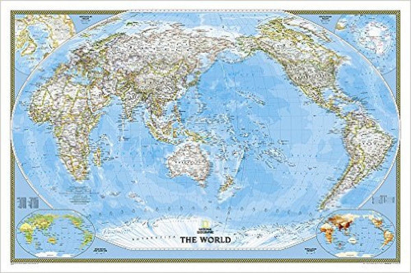 World Classic, Pacific Centered Wall Map - Tubed (46" x 30") National Geographic Maps