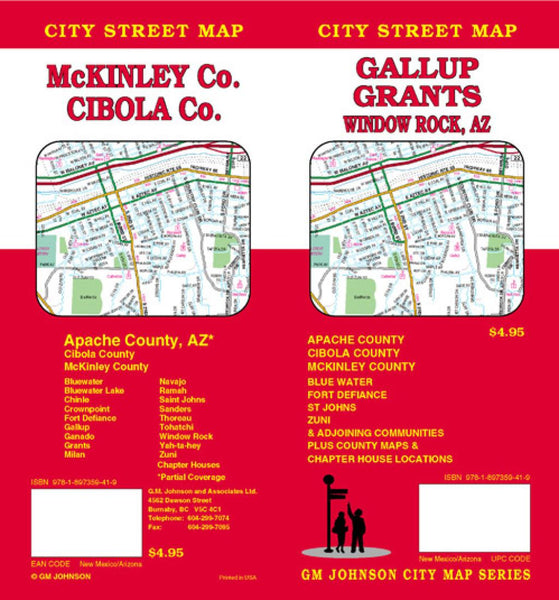 Gallup : Grants : Window Rock, AZ : city street map = McKinley Co. : Cibola Co. : city street map GM Johnson
