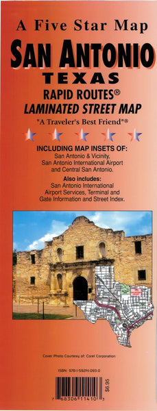 San Antonio : Texas : Rapid Routes : laminated road map Five Star Maps Inc