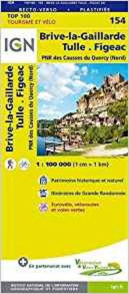 Brive-la-Gaillarde, Tulle, Figeac - France 1:100,000 Topographic Map Sheet 154 Institut Geographique National