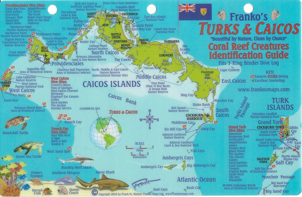 Turks ands Caicos Dive Map and Fish Frankos Maps Ltd.