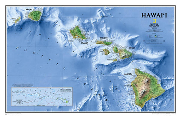 Hawaii Classic Wall Map [Laminated] National Geographic Maps