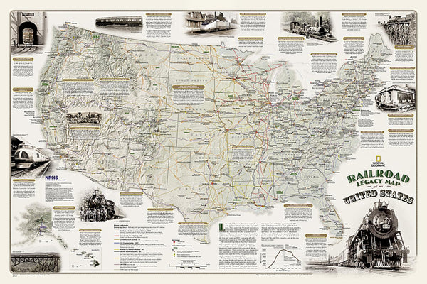 Railroad legacy map of the United States [laminated] National Geographic Maps