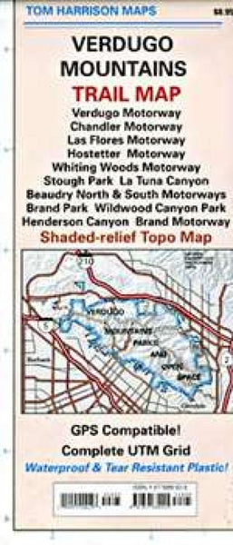 Verdugo Mountains trail map Tom Harrison Maps