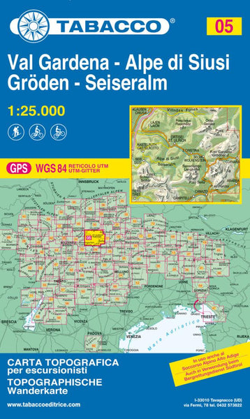 Val Gardena - Alpe di Siusi/Groden - Seiseralm Tabacco Map