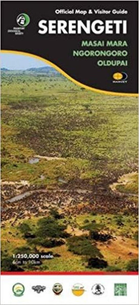 Serengeti Official Map and Visitor Guide, Oldupai Gorge, Masai Mara, Ngorongoro Harvey Maps