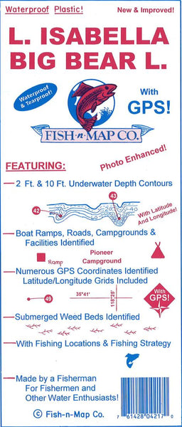 Isabella/Big Bear Lakes Fishing Map Fish-n-Map Company