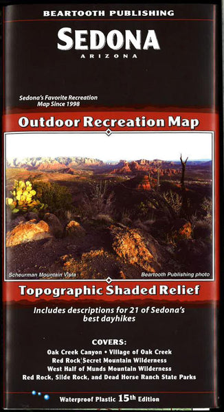 Sedona, Arizona Outdoor Recreation Map with Topographic Shaded Relief Beartooth Publishing