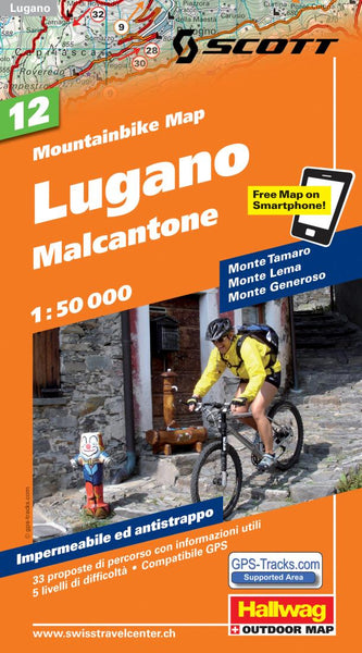 Lugano : Malcantone : mountainbike map : 12 Hallwag Kummerly Frey AG