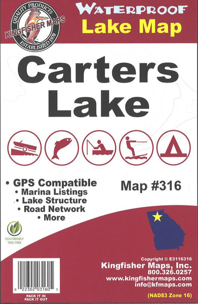 Carters Lake, GA Fishing Map Kingfisher Maps, Inc.