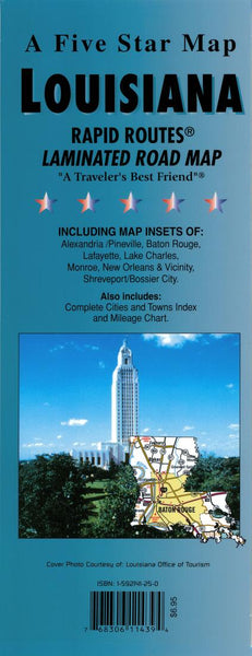 Louisiana : Rapid Routes : laminated road map Five Star Maps Inc