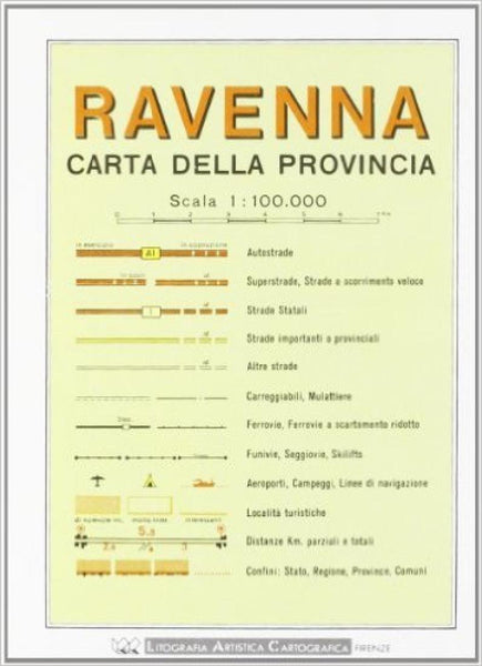 Ravenna : carta della provincia : scala 1:100.000 Litografia Artistica Cartografica