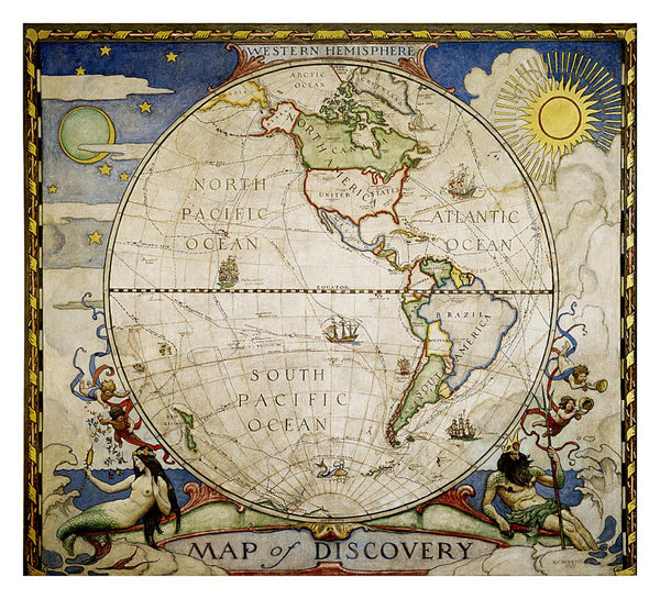 Map of Discovery, Western Hemisphere [Tubed] National Geographic Maps