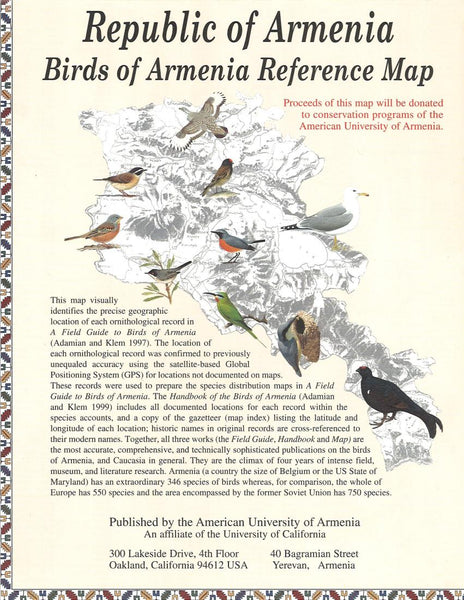 Armenia, Republic of, Birds of Armenia American University of Armenia