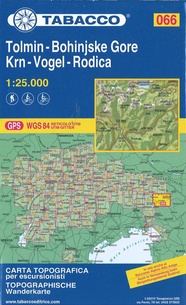 Tolmin - Bohinjske Gore Krn - Vogel Rodica Hiking Map Tabacco Map