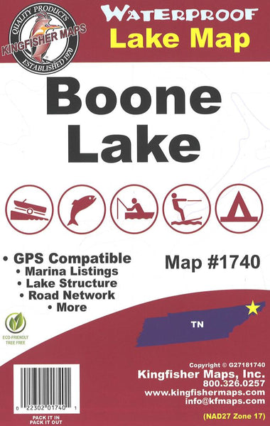 Boone Lake, TN Fishing Map Kingfisher Maps, Inc.