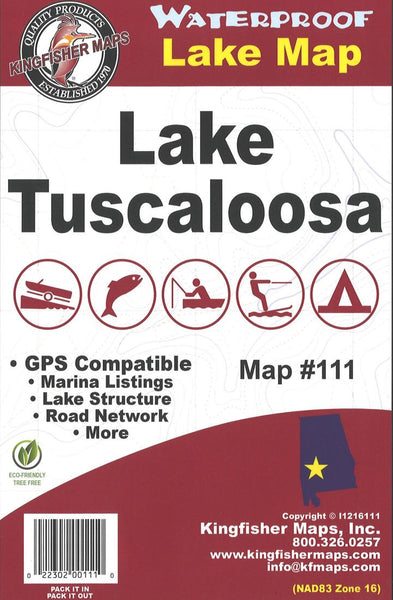 Lake Tuscaloosa, AL Fishing Map Kingfisher Maps, Inc.