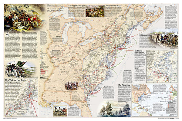 Battles of the Revolutionary War and War of 1812: 2 sided [Tubed] National Geographic Maps