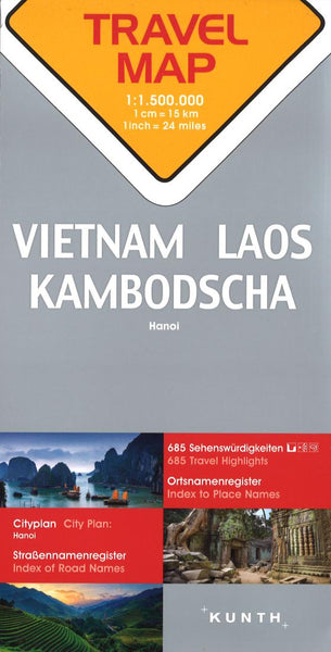 Vietnam, Laos, Cambodia : travel map = Vietnam, Laos, Kambodscha: Hanoi Kunth Verlag