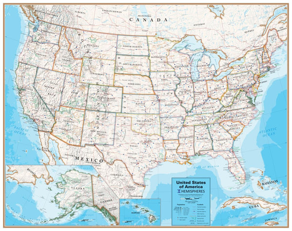 Hemispheres Contemporary Series USA Wall Map, paper edition Round World