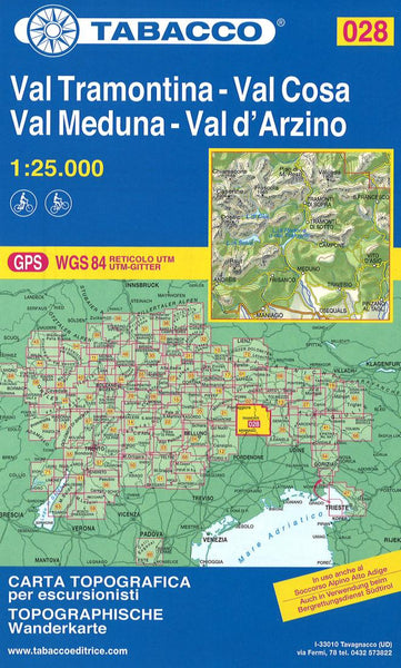 Val Tramontina - Val Cosa - Val D'Arzino Tabacco Map