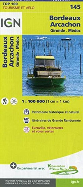 Bordeaux - Arcachon France 1:100,000 Topographic Map - Sheet #145 Institut Geographique National
