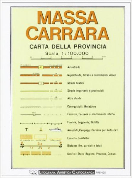 Massa Carrara : carta della provincia : scala 1:100.000 Litografia Artistica Cartografica