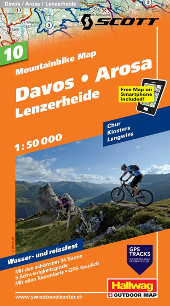 Davos : Arosa : Lenzerheide : mountainbike map : 10 Hallwag Kummerly Frey AG