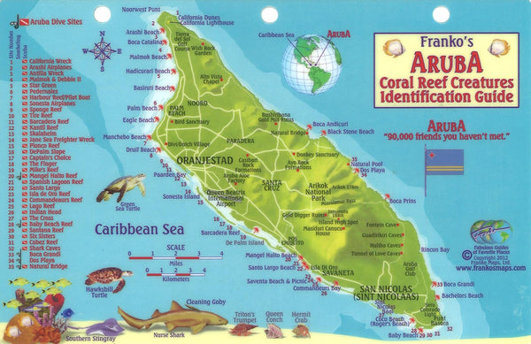 Franko's Aruba coral reef creatures identification guide Frankos Maps Ltd.
