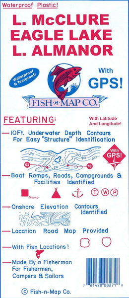 McClure, Eagle Lake, Lake Almanor fishing map Fish-n-Map Company