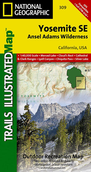 Yosemite Southeast, Ansel Adams Wilderness, Map 309 National Geographic Maps