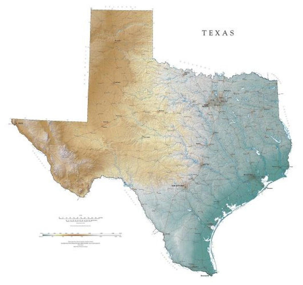 Texas [Physical, 44x47] Raven Maps