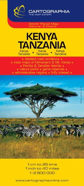 Kenya, Tanzania Road Map Cartographia