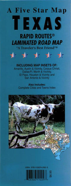 Texas : Rapid Routes : laminated road map Five Star Maps Inc