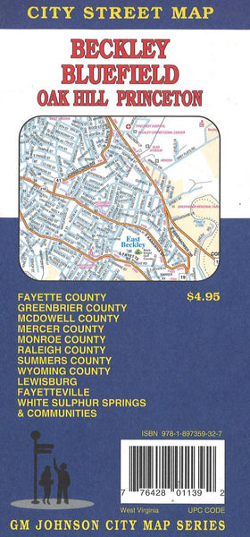 Beckley : Bluefield : Oak Hill : Princeton : city street map = Southern West Virginia : cities & counties : city street map GM Johnson