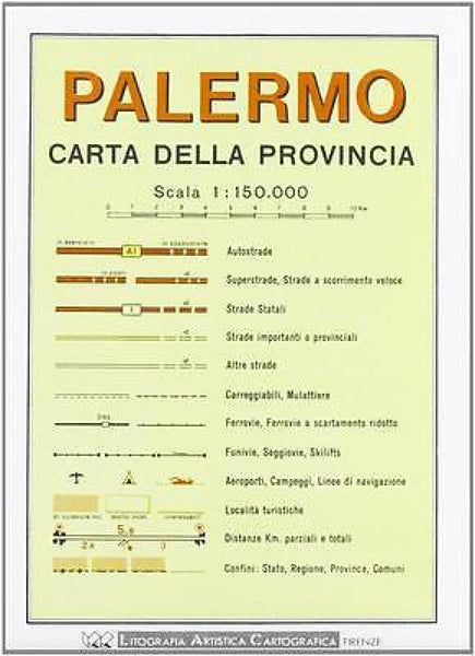 Palermo : carta della provincia : scala 1:150.000 Litografia Artistica Cartografica
